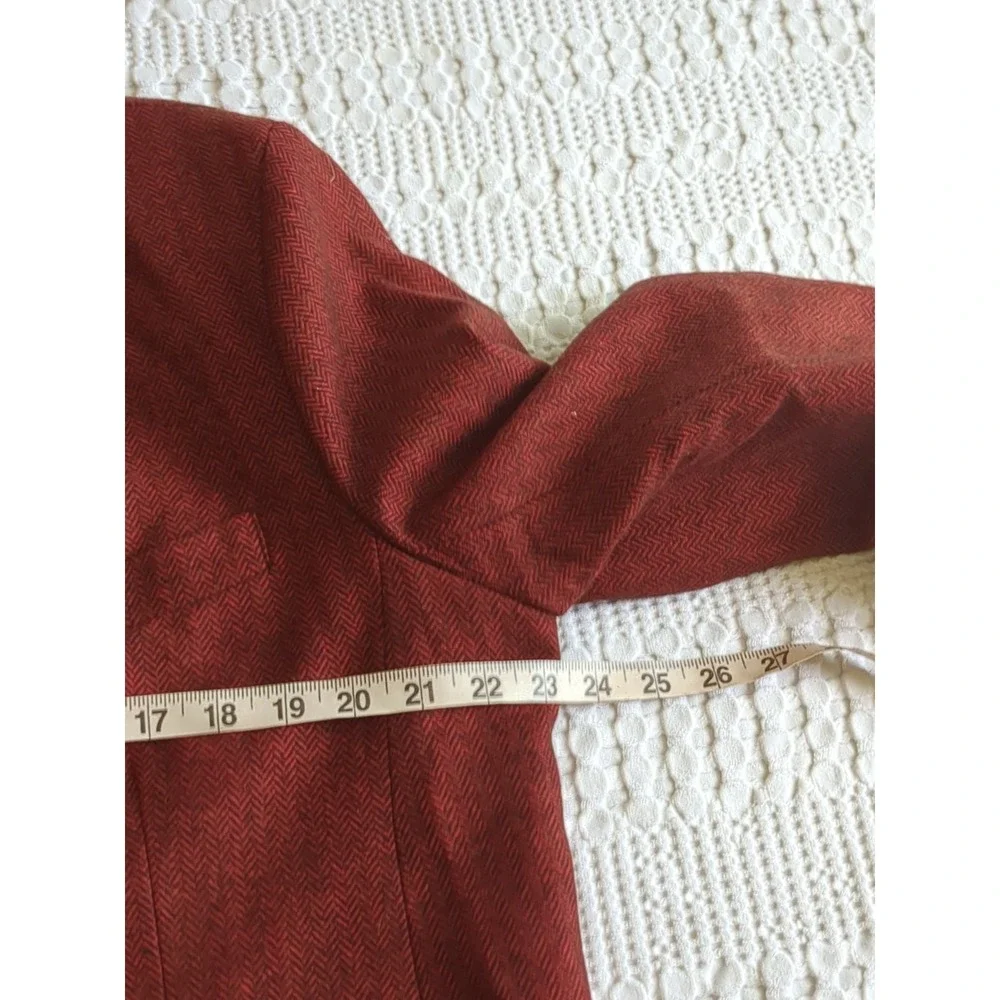 Mr Turk Blazer Herringbone Wool Blend Red Turquoise 2 Button Size 44